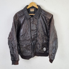 Vintage Banana Republic Leather Jacket Mens Large Dark Brown Bomber Collared