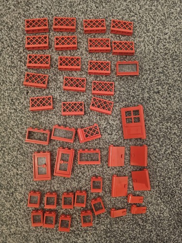 Lego red windows and doors - red,