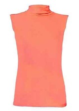 Womens Girls Plain Polo Vest Ladies Stretch Turtle High Neck Sleevelees Top 8-22
