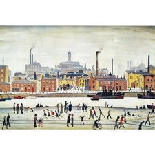 L S Lowry - Northern River Scene - MEDICI POSTCARDS