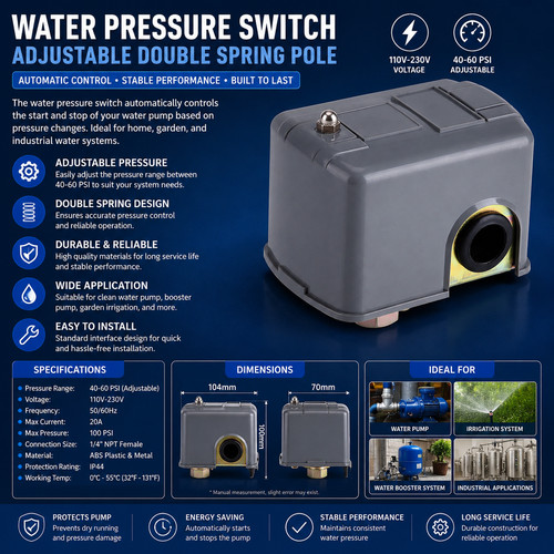 Water pressure switch 60 - water, 40-60