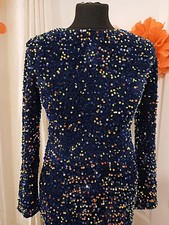 Navy Blue Dress With Sequins, Mermaid Dress For Wedding Christmas Gala Size 10UK