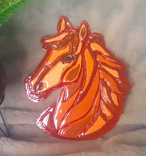 Wood horse head ornament - wood,