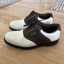 Dunlop Golf Saddle Oxford Brown White Leather Round Toe Lace Up Shoes Size 8
