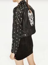 NWOT ZARA SKULL BIKER JACKET SIZE M GOTHIC EMO PUNK RAVE ROCK BLOGGERS FAVORITE