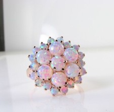 FOR 0526gizmo ONLY 9K ROSE GOLD FIERY OPAL CLUSTER ART DECO INS RING Size Q 1/2