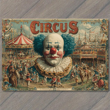 POSTCARD Circus Clown Big Top
