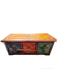 Wooden Ornamental Hand painted Indian Trinket 3 Drawer chest Box
