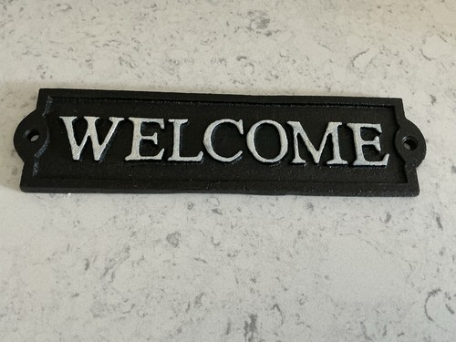 Welcome front door sign cast - door,