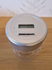 Clear digital display coin counter money round box measures 16 x 11 x 11 cm