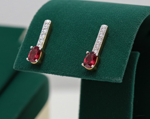 18ct gold ruby drop stud - gold,