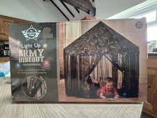 Light Up Army Hideout - Kids Play Tent Army Base- In Doors Tent- Express DeL NEW