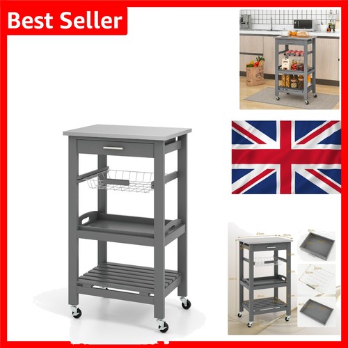 Kitchen trolley wheels grey - on,
