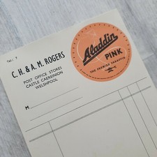 3 x Vintage Aladdin Pink Paraffin Blank Receipt Invoice Paper Original Ephemera 