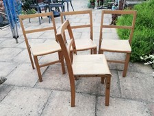 4 small vintage childs school chairs stacking wood ply metal 