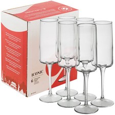 Pasabahce Tall Stemmed Champagne Prosecco Flutes Wine Glasses Stemware 190ml Set