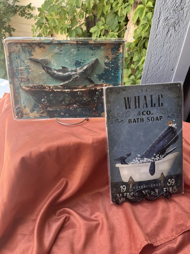 Bathroom whale retro - bathroom, tin
