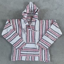Mexican Baja Hoodie Men’s Medium Size Pink Purple Striped