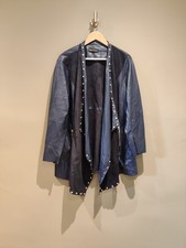 QVC Frank Usher Women's Faux Leather Waterfall Jacket Navy Blue Onesize