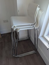 Stackable White Gloss Breakfast Bar Stools (3)