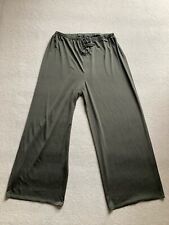 Ladies ASOS Khaki Drawstring Wide Leg Trousers Slinky Light Sheen Sz 18