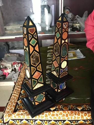 Black marble obelisk - marble, set