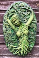 Goddess green lady oval pagan wall plaque STONE home garden ornament 20"/51cmH