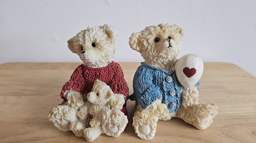 Resin teddy ornament set - resin,