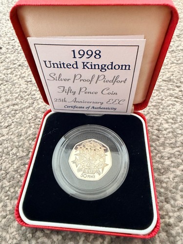 1998 silver proof piedfort 50p - proof,