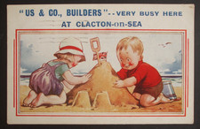 1920 BAMFORTH Comic US & CO BUILDERS BUSY BUILD SAND CASTLE AT CLACTON ON SEA