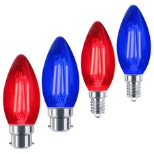 Retro Vintage LED Candle Light Bulb RED BLUE Antique Style Coloured Lamp E14 B22