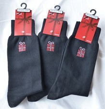 M&S Mens Christmas Black novelty Socks 3 Pairs.Cotton Rich Size 6-12