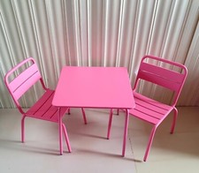 Kids Metal Table And 2 Chairs - Pink.