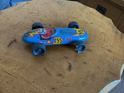 Vintage tin plate racing car - plate,