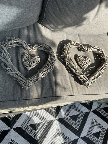 Wicker hearts hanging decor - 4,