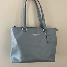 COACH Bay Tote Blue Pebbled