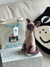 Jellycat Iris Siamese Cat Stuffed Plush Toy Cute Animal With Tags Perfect Gift