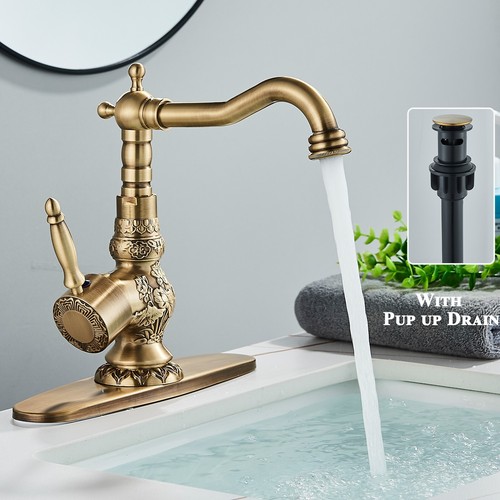 Antique brass bathroom sink - bathroom,
