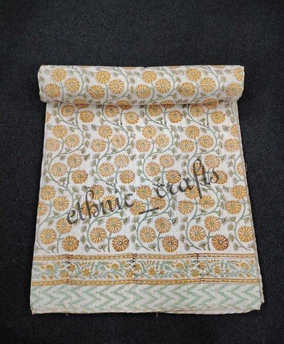 Cotton kantha quilt - cotton, throw