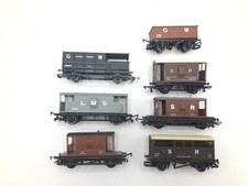 7 OO Gauge Wagons Hornby GWR, LMS, SR Brake Van, Cattle, Steel