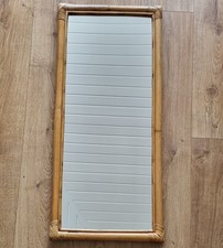 Vintage Bamboo Cane Wall Mirror Tiki Boho 88cm x 39cm Rectangle Long