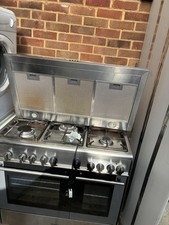 Large Kenwood duo Range Cooker 5 Ring Top Gas hob electric oven stainless Steel 