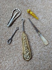 Job Lot of Victorian/Button Hooks And A Glass Crochet Needle