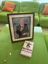 Norman Wisdom Framed Autographed Picture And His Biography