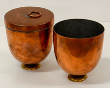 Pair Of Antique Ice Cream Moulds English Copper Lidded Pots Harrods Victorian