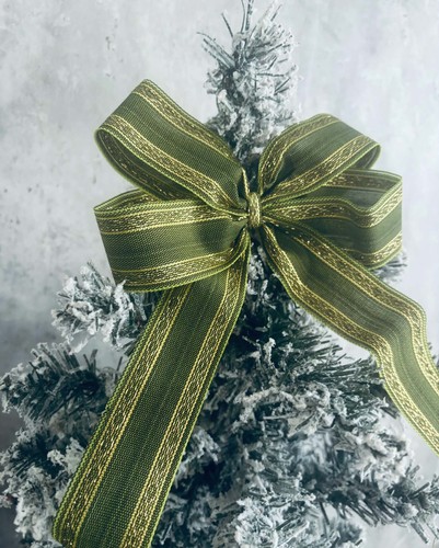 Green gold christmas bow - gold,
