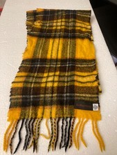 Dr Martens Yellow Black Tartan Knit Scarf 100% lambswool made in Scotland 9x56”