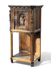 Oak Gothic Bishops Cabinet With Carved Figures And Decoration