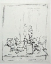 GIACOMETTI mounted vintage repro print 16 x 12" 1973 studio interior GK039