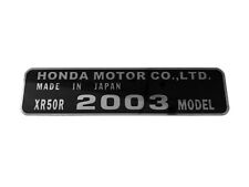 Honda XR50R 2003 Model Compatible Decal ID Plate, Frame Head Tube Stem Tag